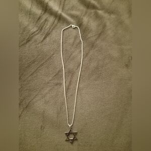 Steel Star of David Pendant Necklace